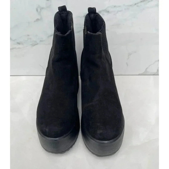 Jhovihn Womens Elasticated Pull-On Cleated Platform Black Suede Ankle Shoes Sz 3 - Picture 5 of 14